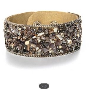 Beige Gemstone Wrap Bracelet